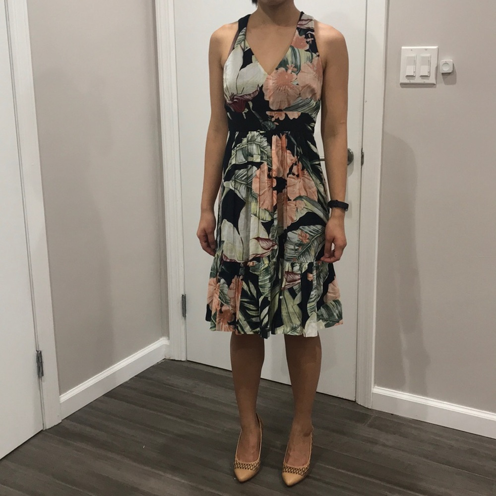 Ann Taylor floral crisscross back dress